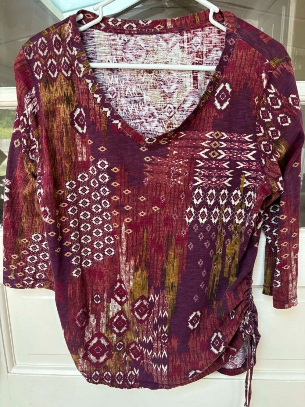 Preloved Gloria Vanderbilt Top Red, White Tan PL